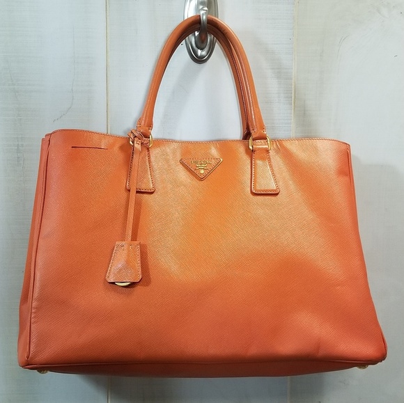 Prada Handbags - Prada Lux Saffiano Leather Large Tote Papaya $2695